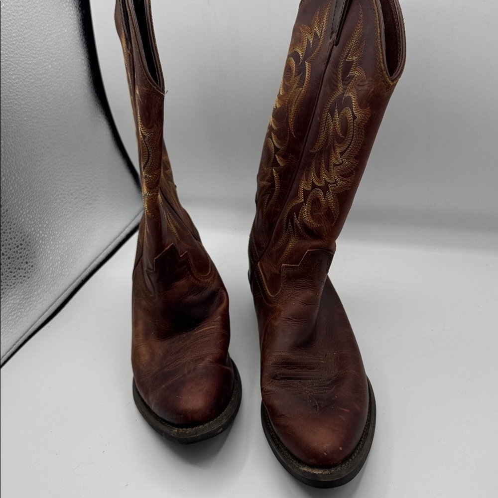 Justin 2551 Sorrel Apache Leather Cowboy Boot size 9 D 9D men’s boots justins - Picture 4 of 8